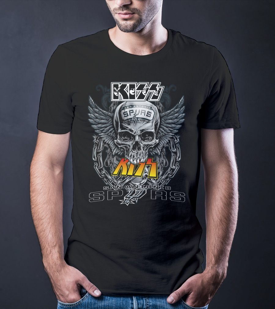 Kiss San Antonio Spurs Skull Wings T-Shirt