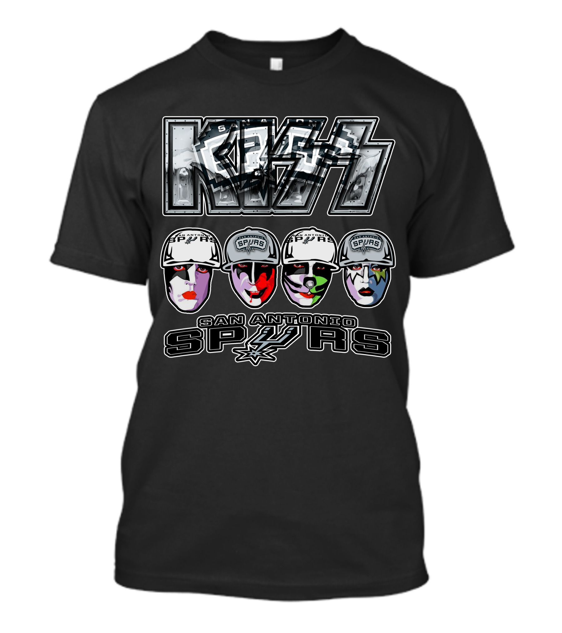 Kiss San Antonio Spurs Faces In Hats T-Shirt