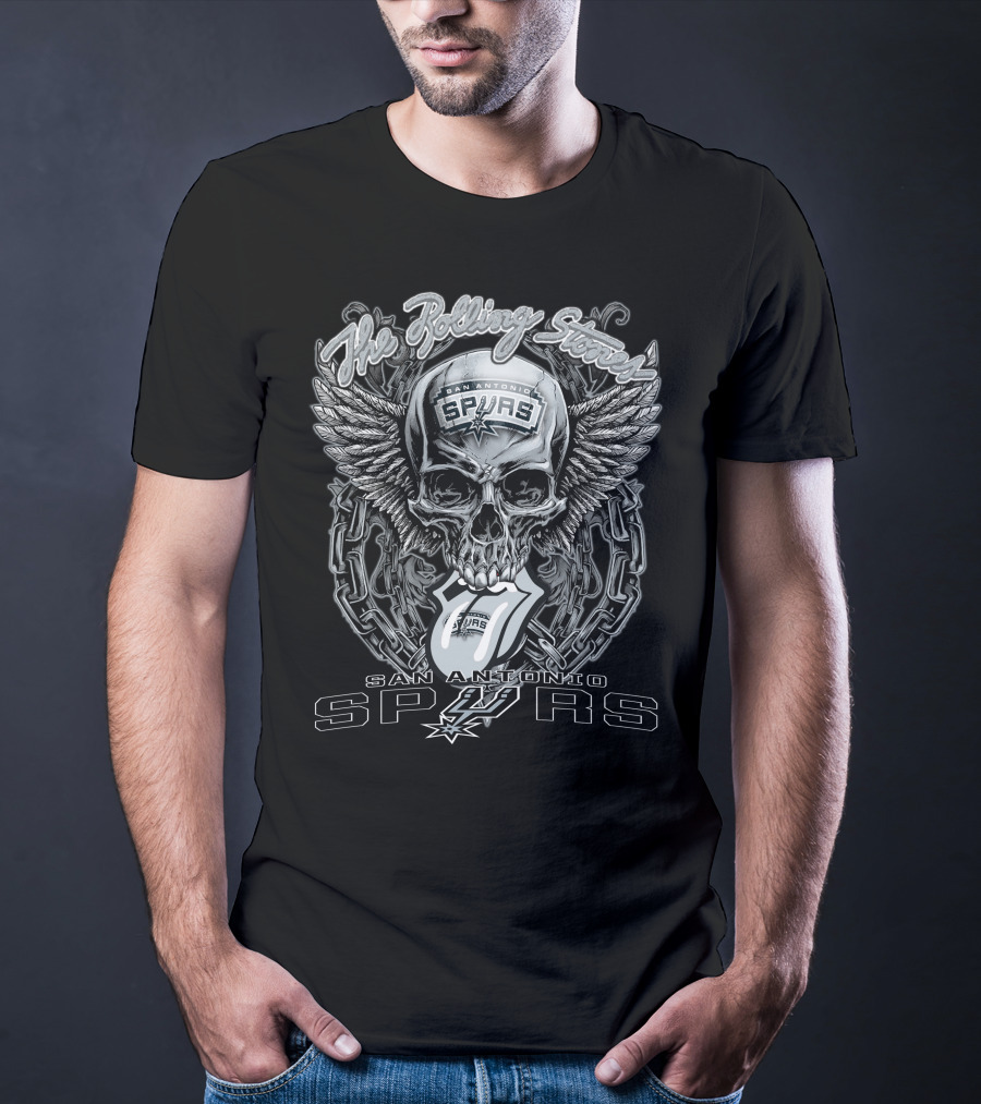 The Rolling Stones San Antonio Spurs Skull Wings Chain T-Shirt