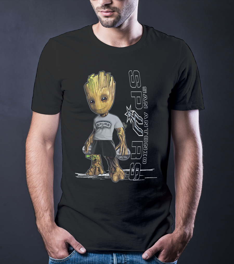 Groot San Antonio Spurs NBA Basketball Character Crossover T-Shirt