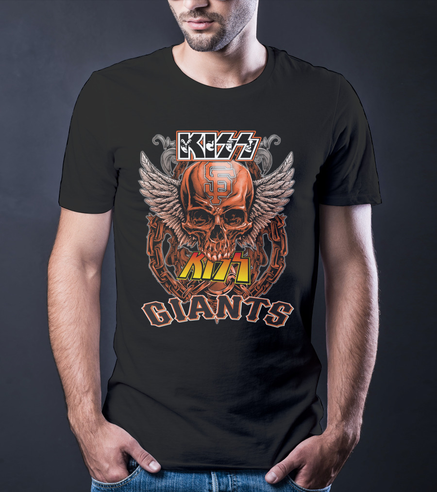 KISS San Francisco Giants Skull Wings Chain T-Shirt