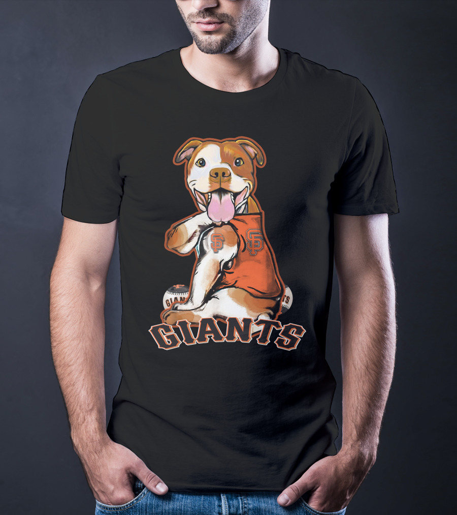 Pittbull San Francisco Giants Dog Logo Orange And Black T-Shirt