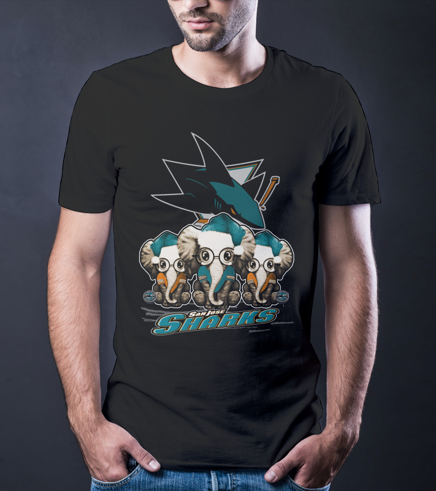 San Jose Sharks Elephants Xmas Trio T-Shirt