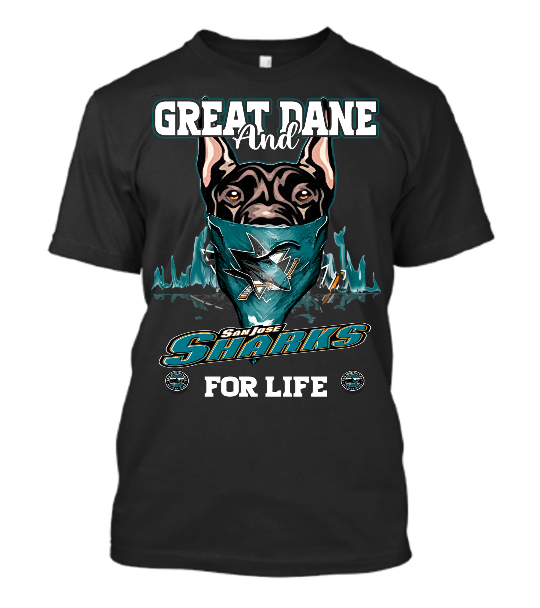 Great Dane And San Jose Sharks For Life T-Shirt