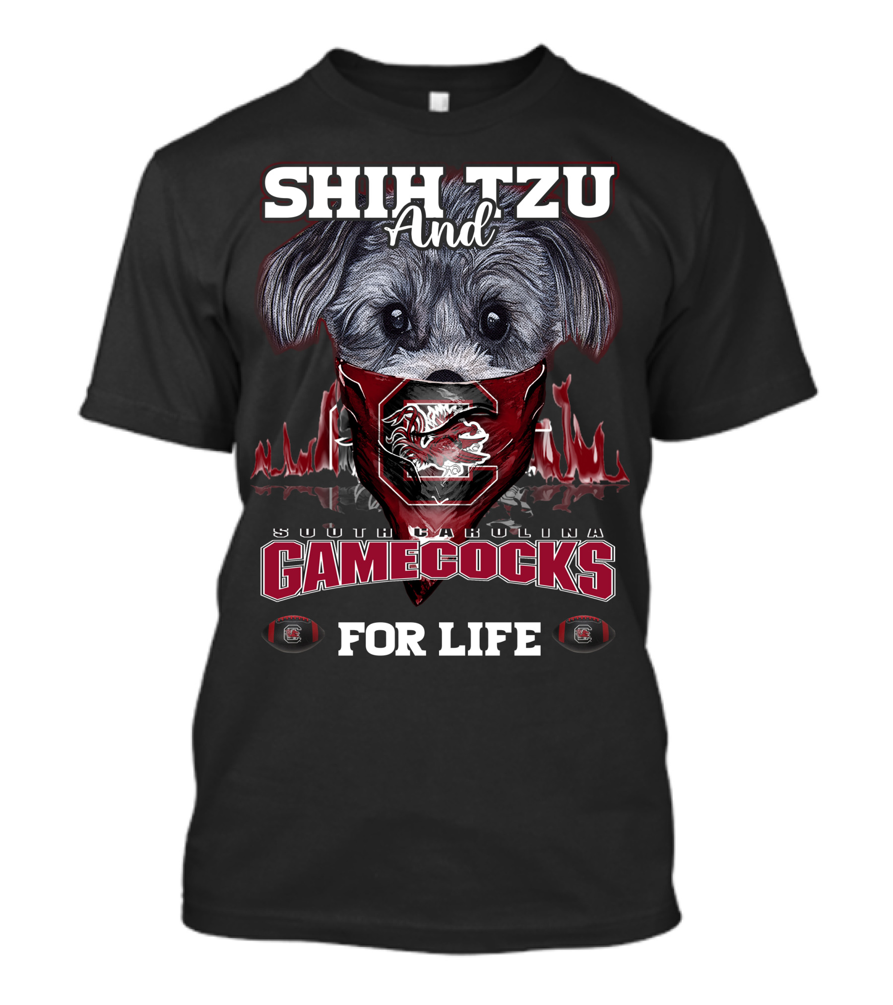 Shih Tzu And South Carolina Gamecocks For Life T-Shirt