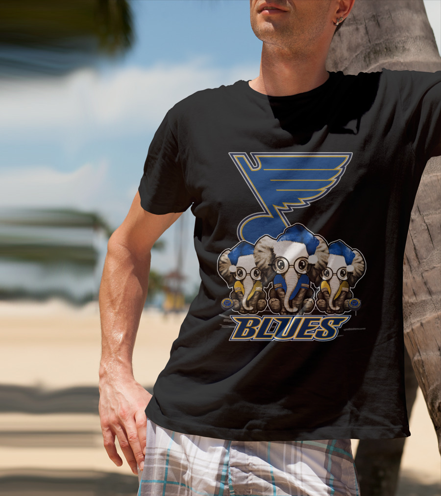 Elephan Xmas St. Louis Blues Hockey Elephants T-Shirt