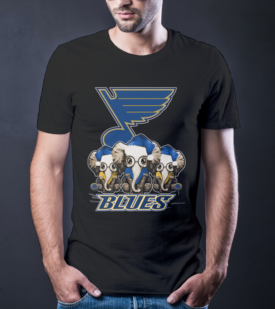 Elephan Xmas St. Louis Blues Hockey Elephants T-Shirt