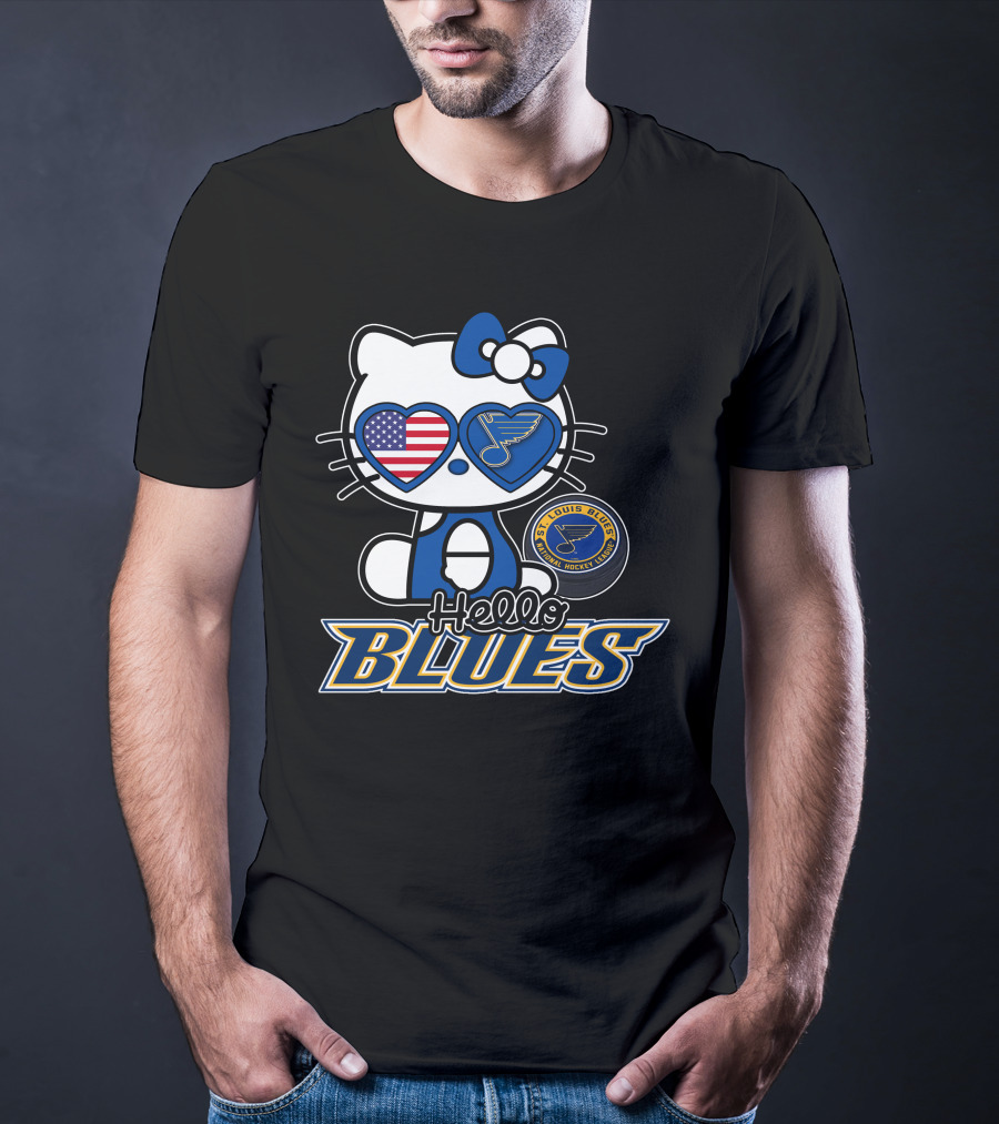 Hello Kitty St. Louis Blues American Flag Hockey Fan T-Shirt