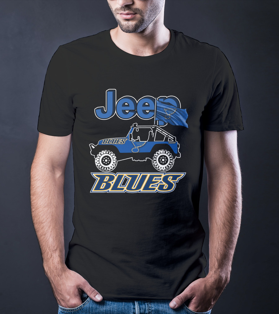 Jeep St. Louis Blues Flag And Vehicle Fan Gear T-Shirt