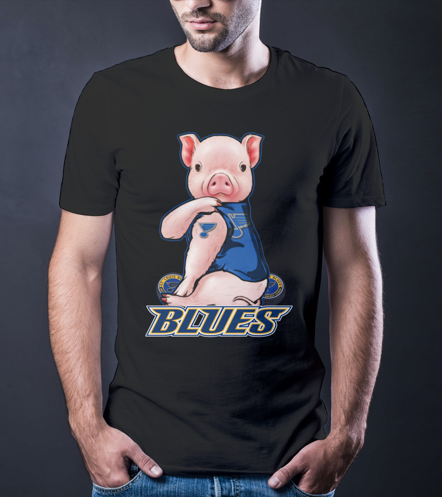 Pig Wearing St. Louis Blues Logo T-Shirt