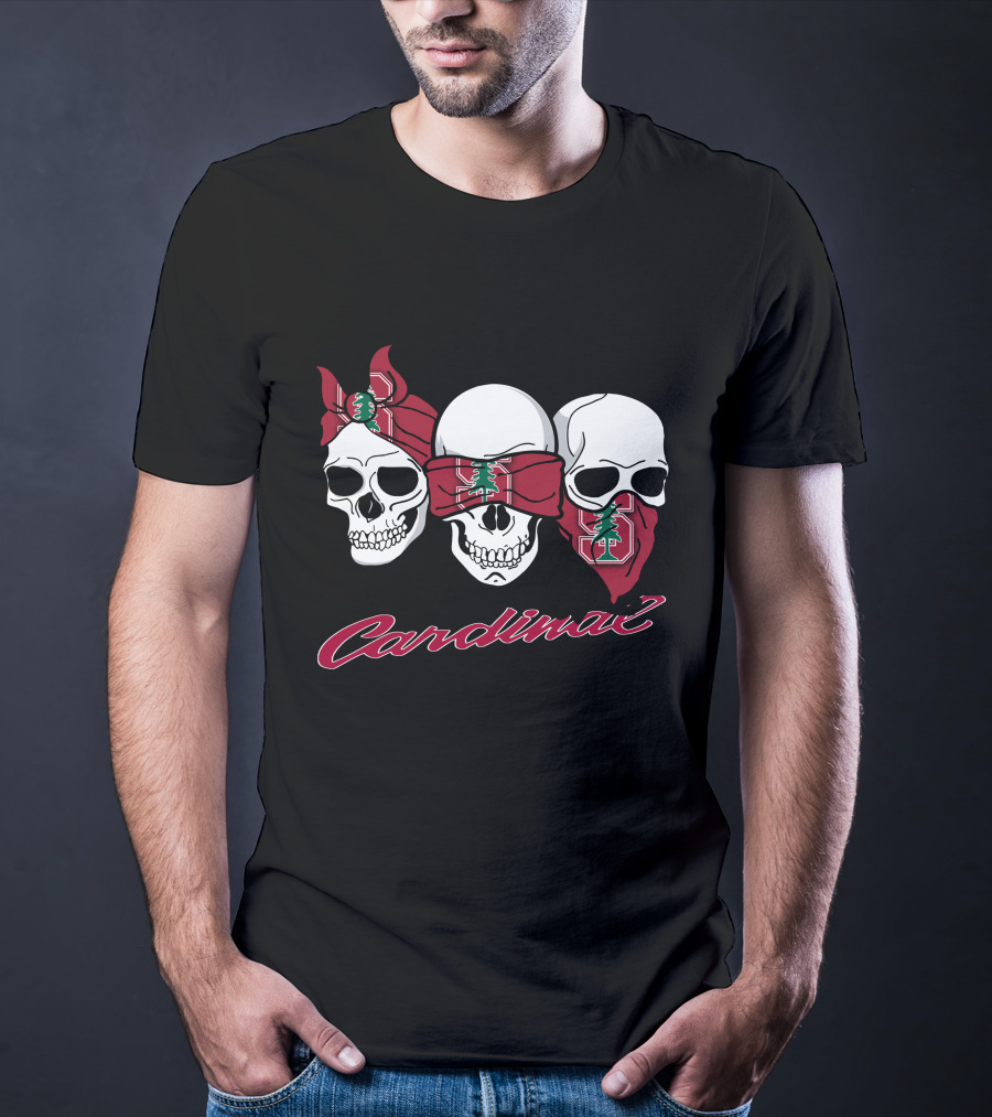Cardinal Skull Trio With Stanford Tree Bandanas T-Shirt