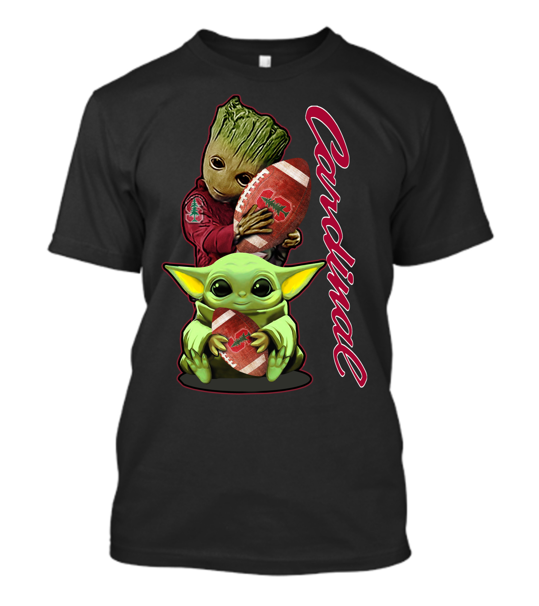 Grzd Stanford Cardinal Groot Baby Yoda Football T-Shirt