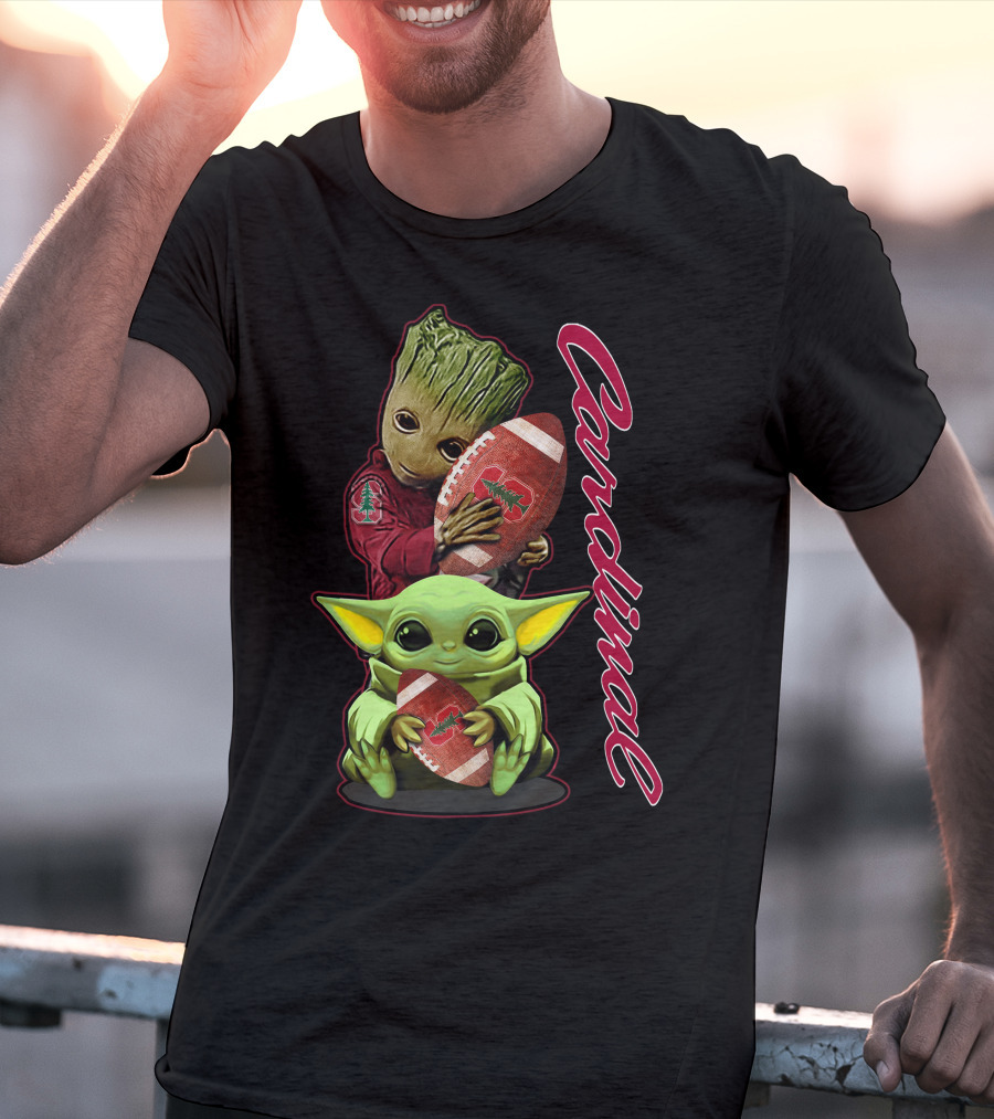 Grzd Stanford Cardinal Groot Baby Yoda Football T-Shirt