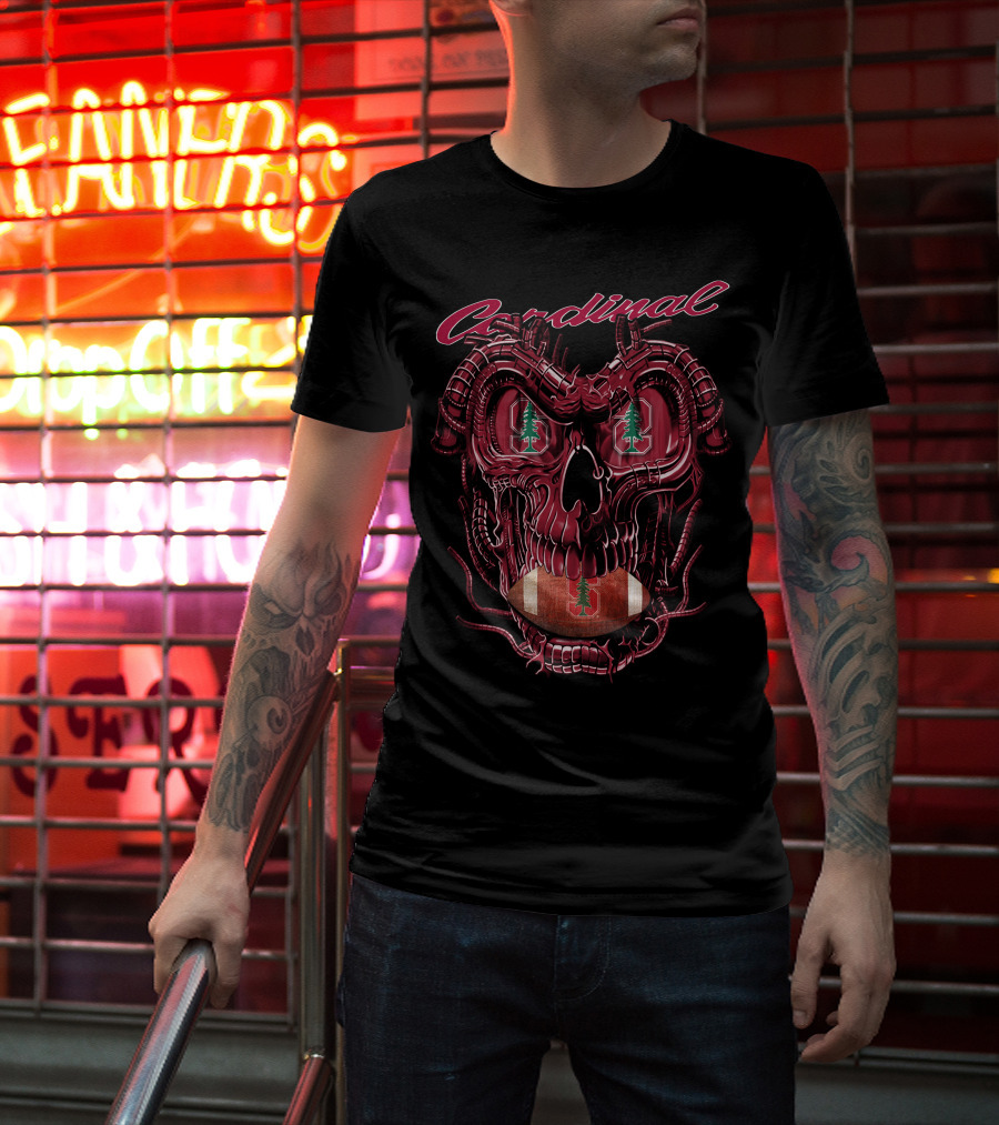 Cardinal Dragonskull Stanford Football Logo With Tree T-Shirt