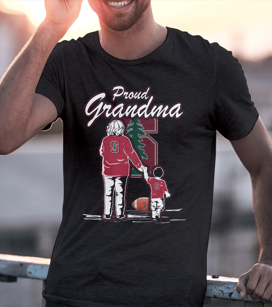 Proud Grandma Stanford Cardinal Football Fan With Logo And Tree T-Shirt