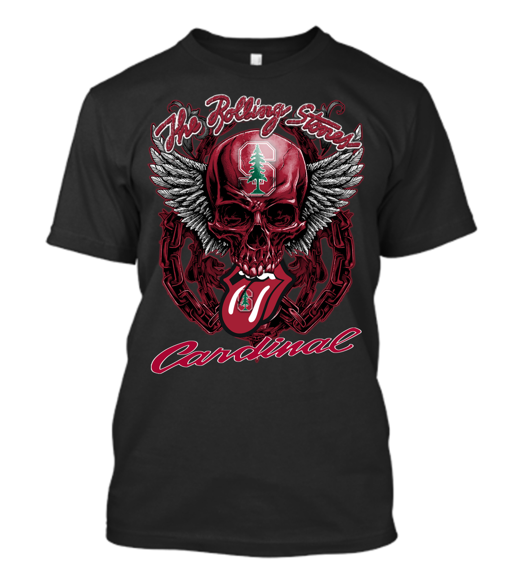 The Rolling Stones Stanford Cardinal Skull With Wings And Tongue T-Shirt