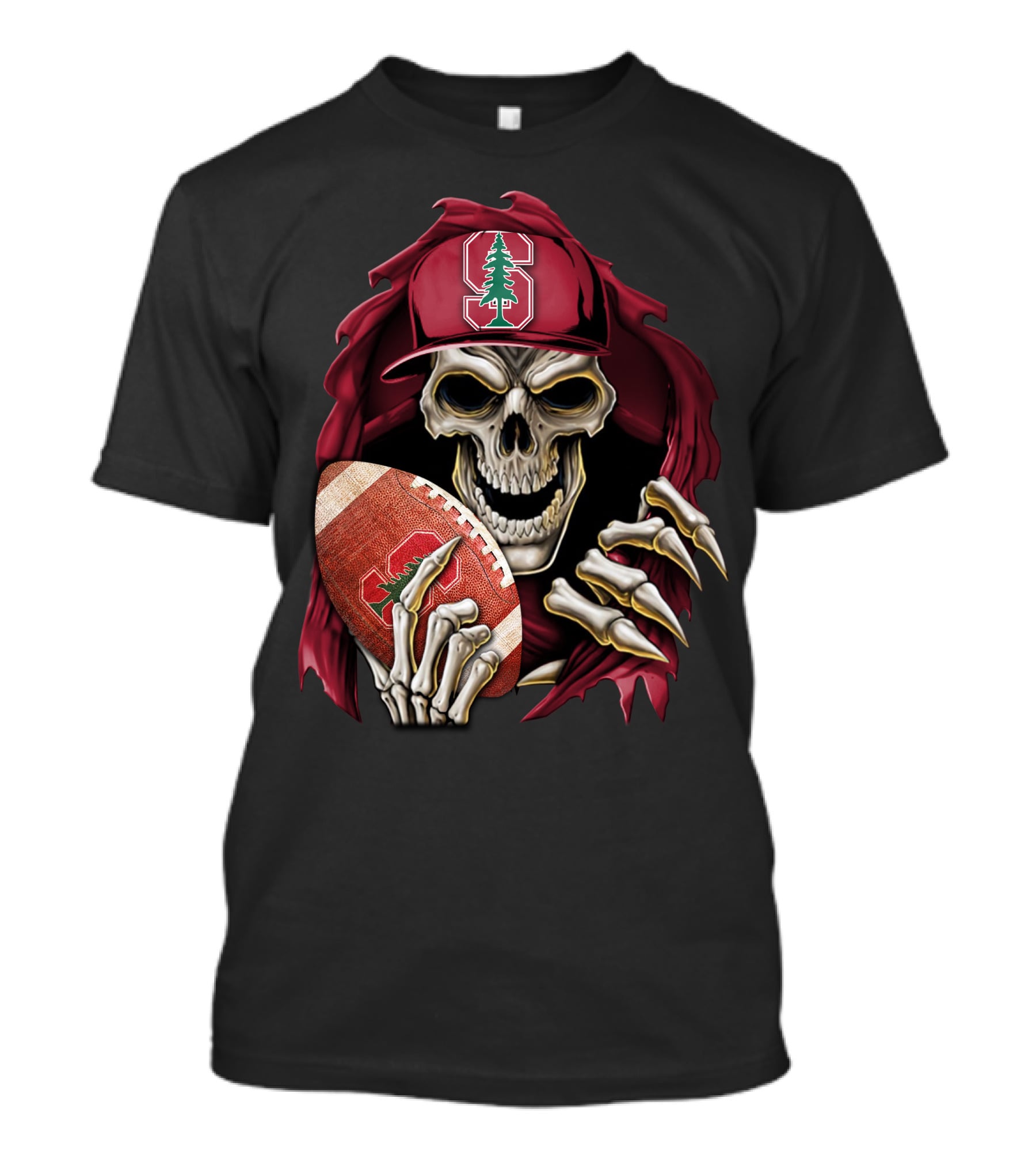 Skullbong Stanford Cardinal Skeleton Football T-Shirt