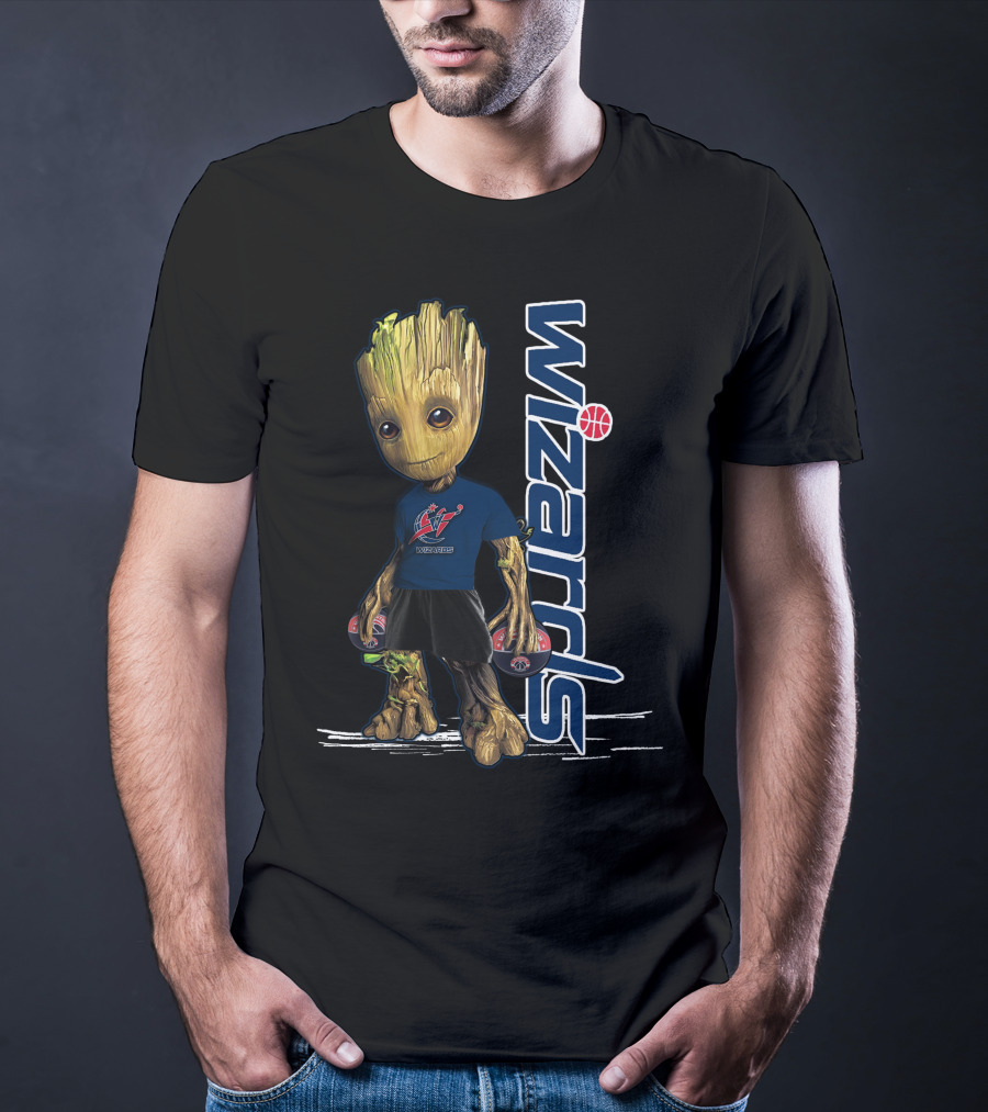 Groot Wearing Washington Wizards Jersey With Basketball Sneakers T-Shirt