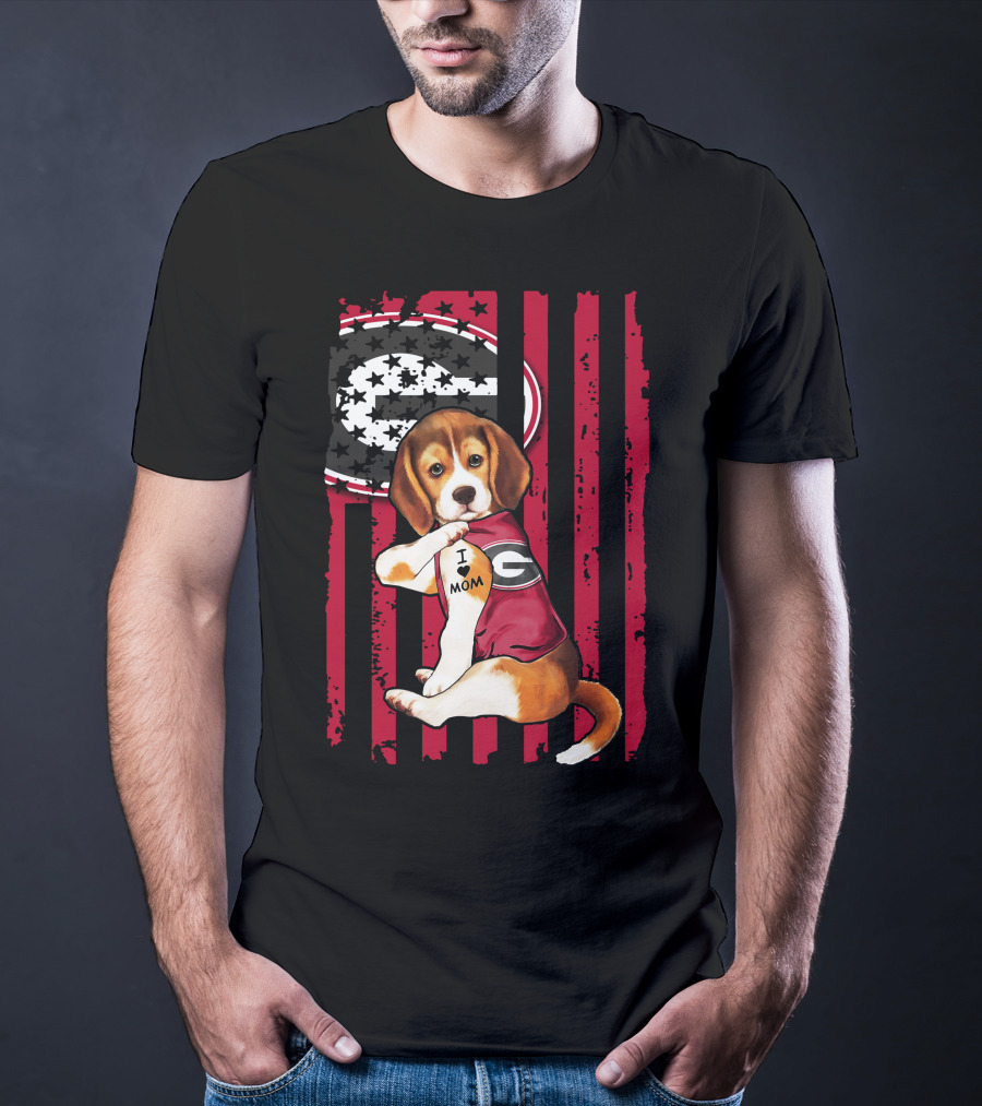 Beagle I Love Mom Georgia Bulldogs T-Shirt