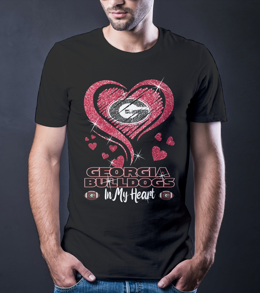 Georgia Bulldogs Glitter Heart In My Heart T-Shirt