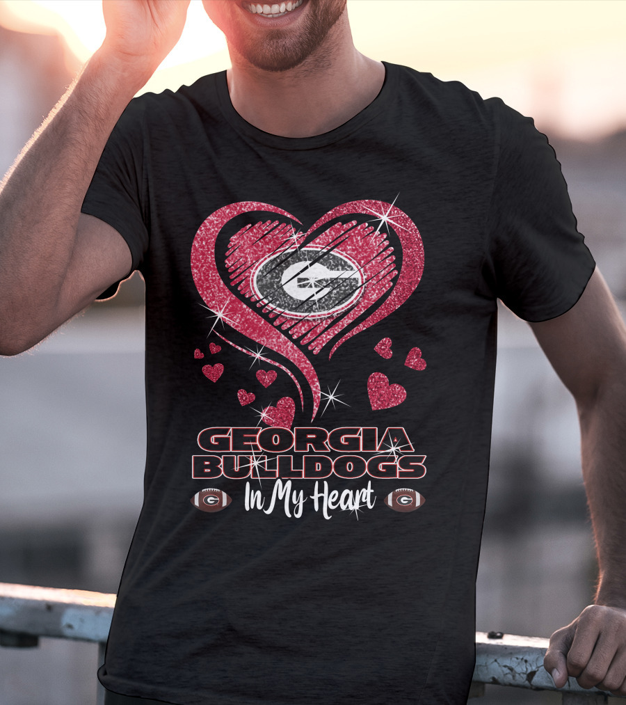 Georgia Bulldogs Glitter Heart In My Heart T-Shirt