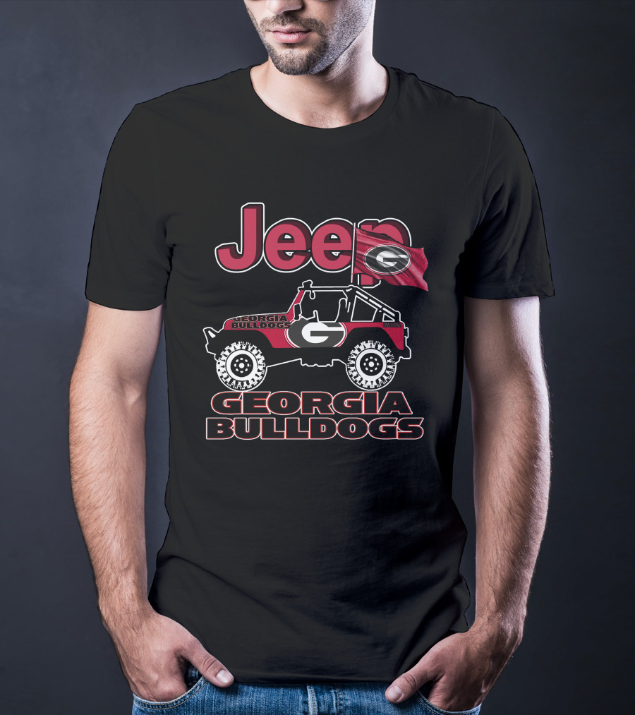Jeep Georgia Bulldogs Georgia Bulldogs Flag Jeep T-Shirt