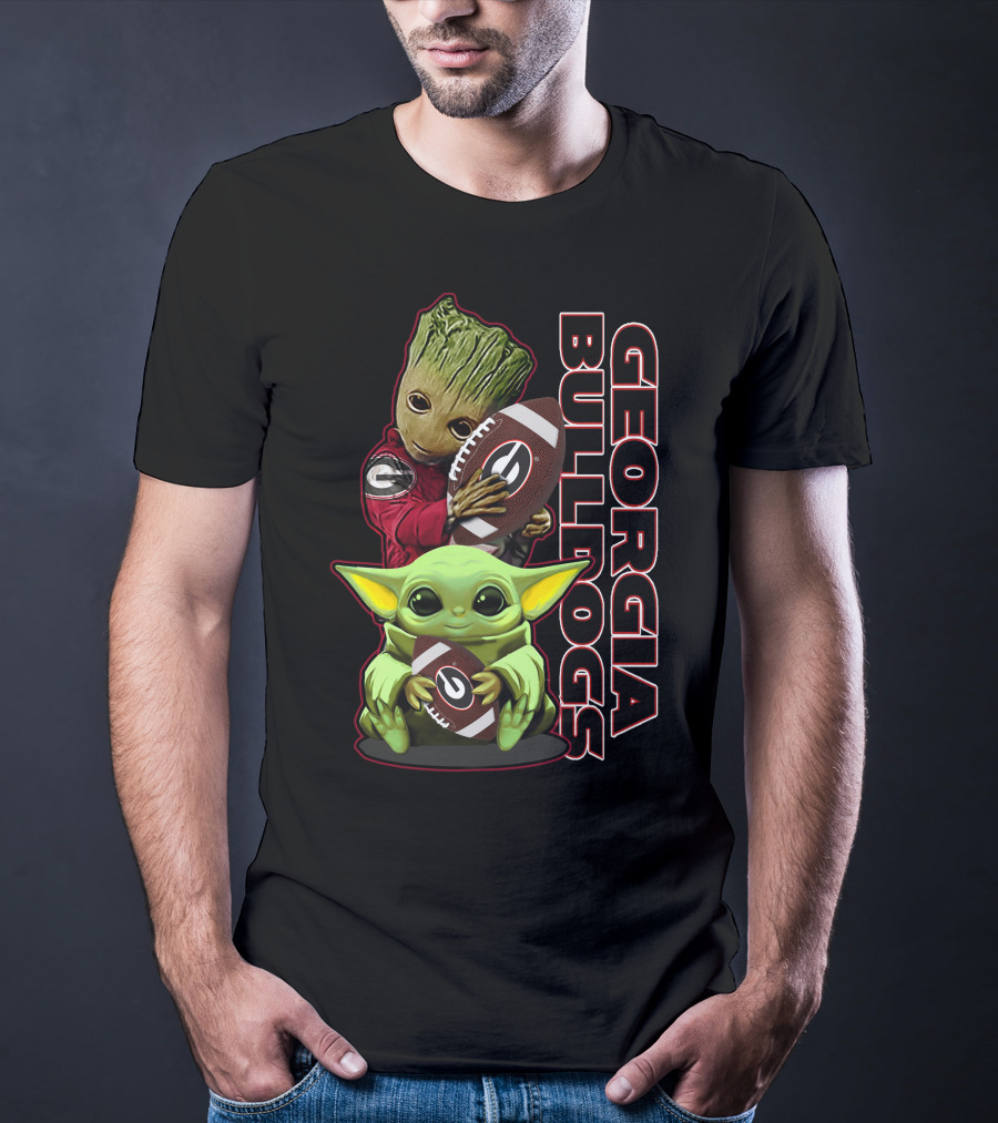 Grzd Georgia Bulldogs Star Wars And Groot Football Crossover T-Shirt