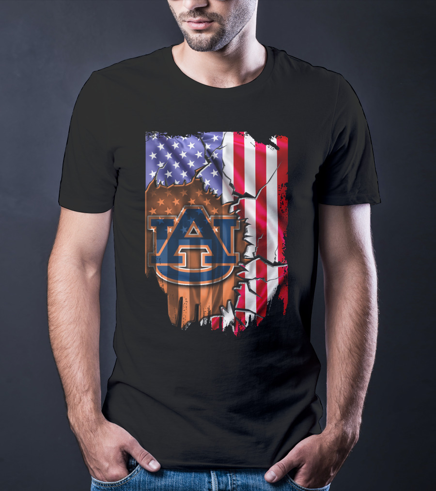 Auburn Tigers American Flag Rip T-Shirt