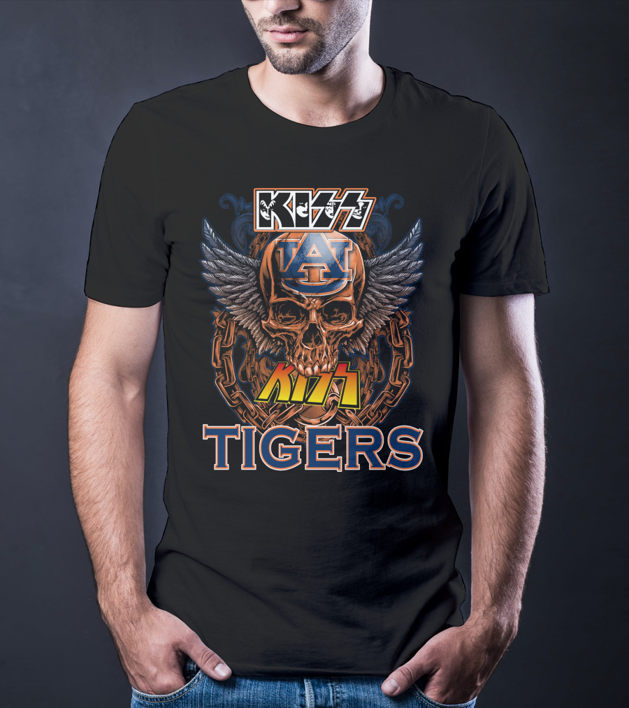 Kiss Auburn Tigers Skull Wings T-Shirt