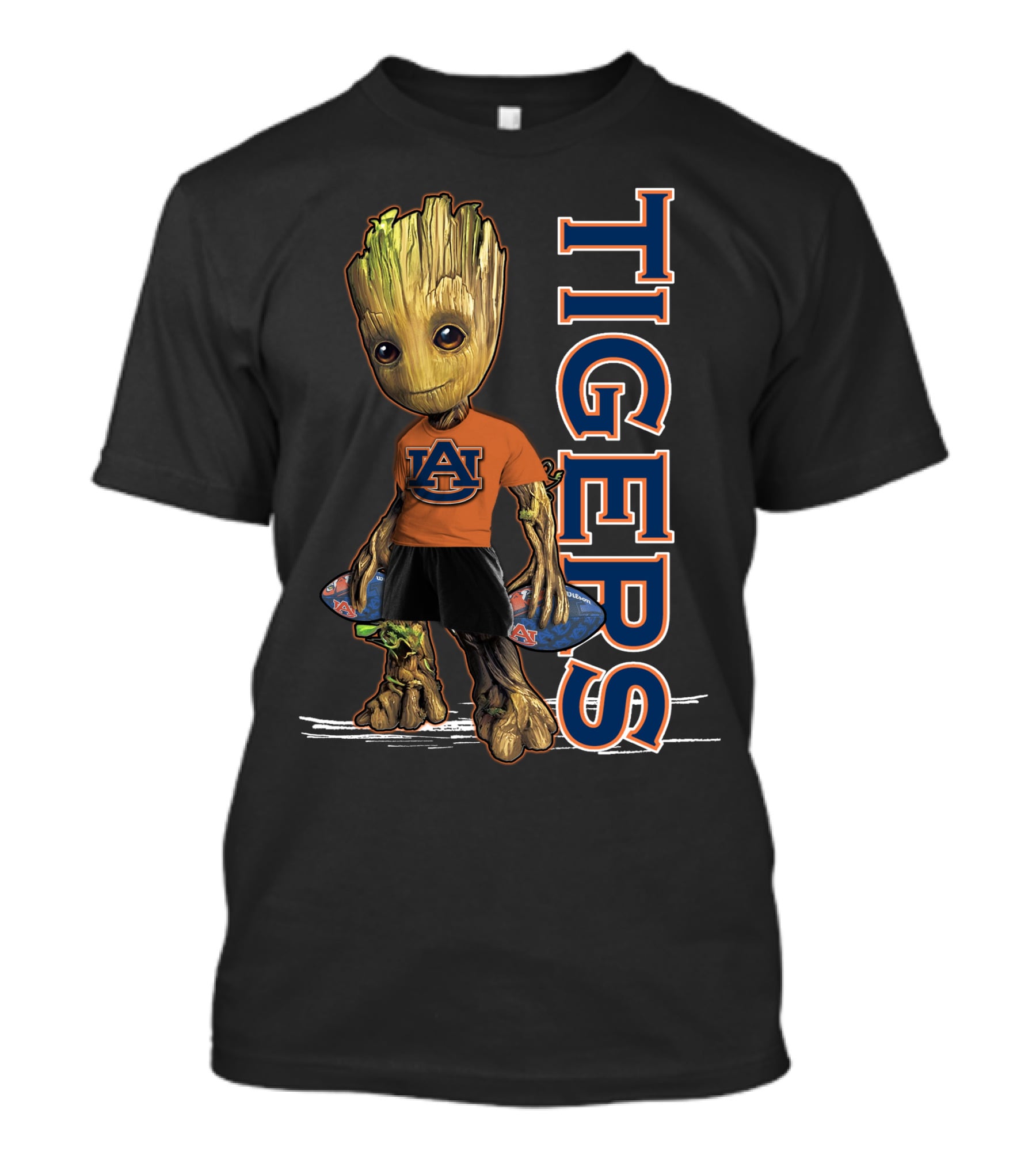 Groot Auburn Tigers University Sports Fan Character T-Shirt