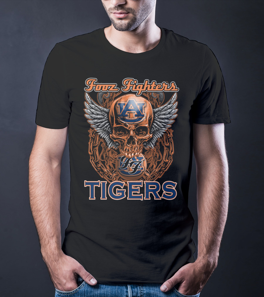 Fooz Fighters Auburn Tigers Winged Skull Iconic AU T-Shirt