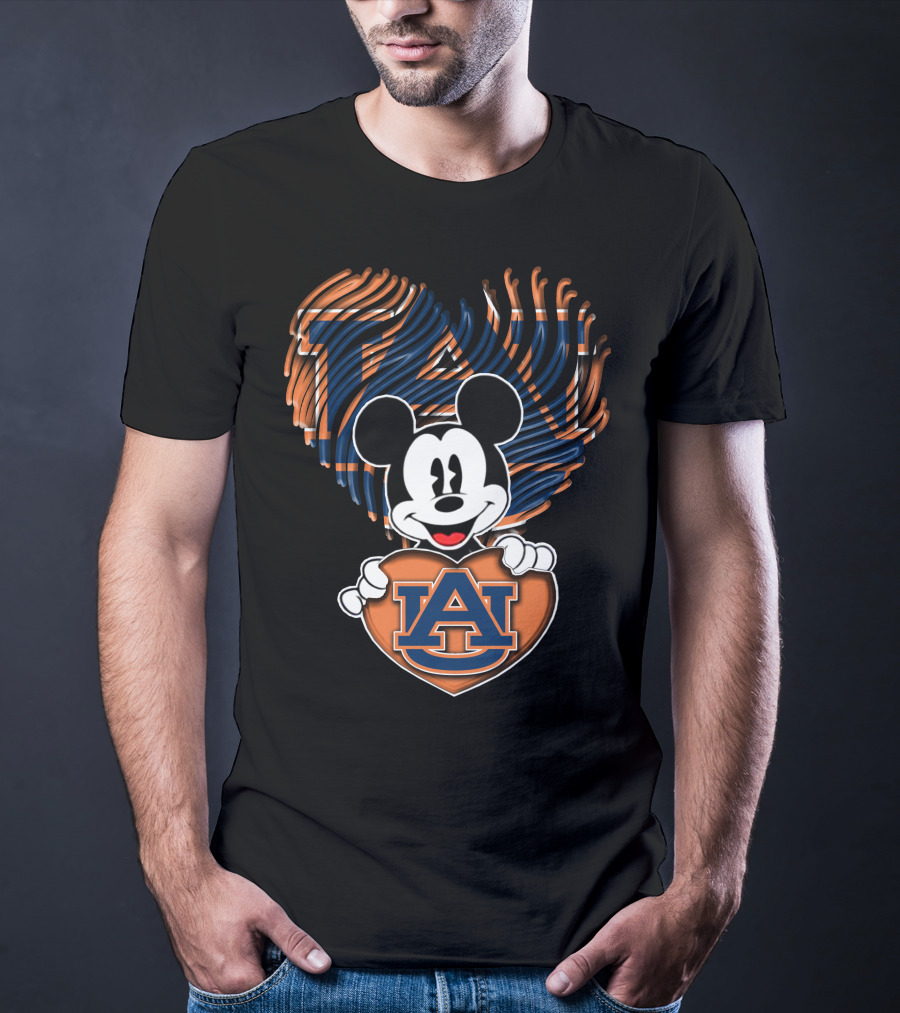 Mickey Mouse Auburn Tigers Heart With Auburn University T-Shirt
