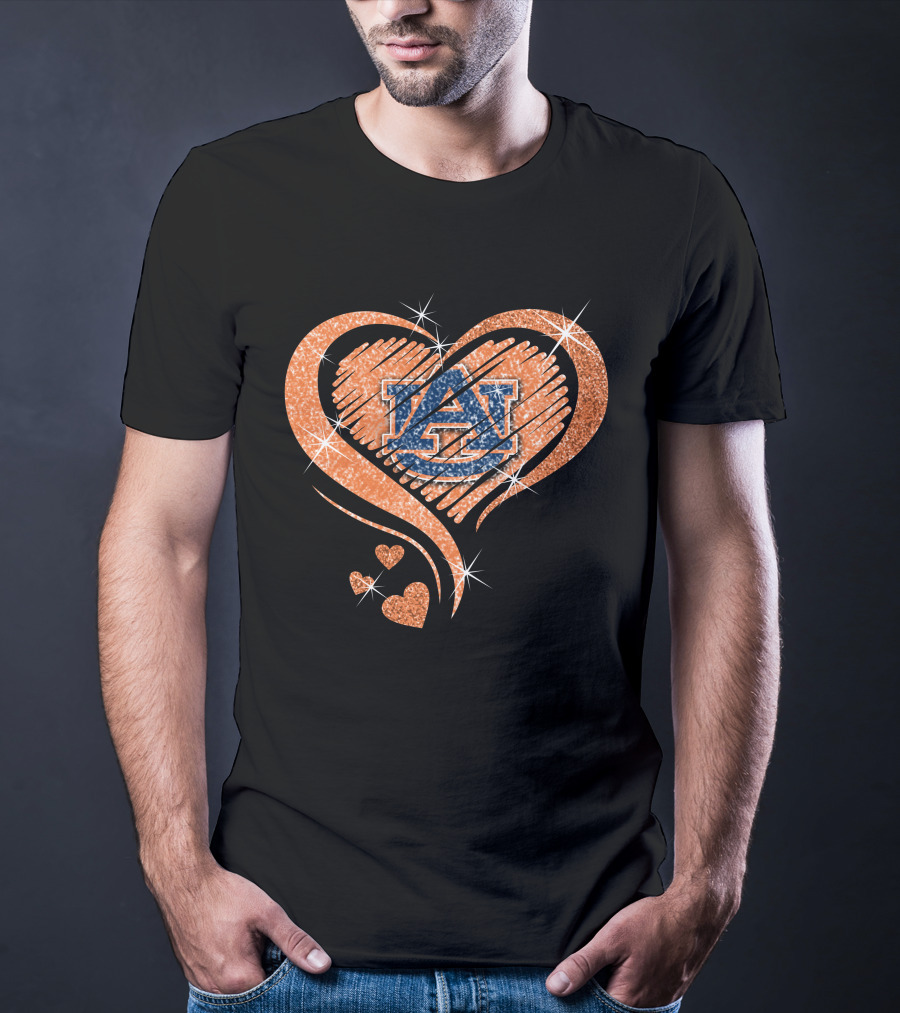 Auburn Tigers Glitter Heart T-Shirt