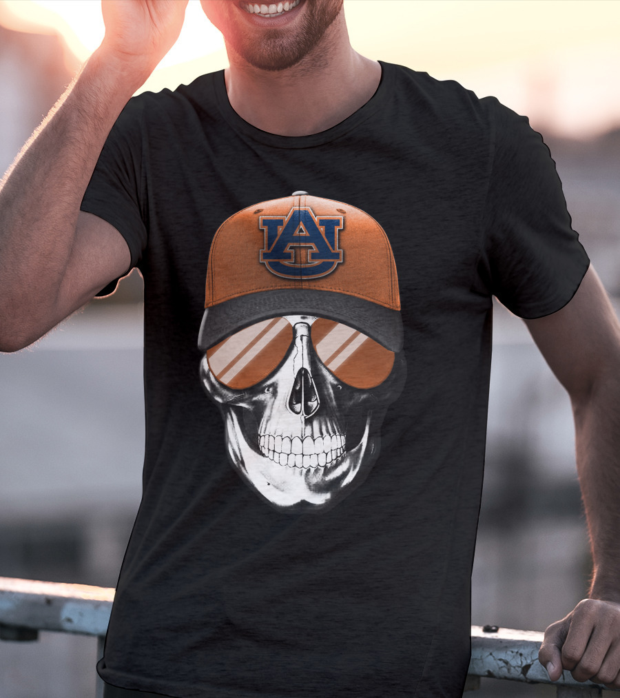 Auburn Tigers Skull With Cap And Sunglasses T-Shirt