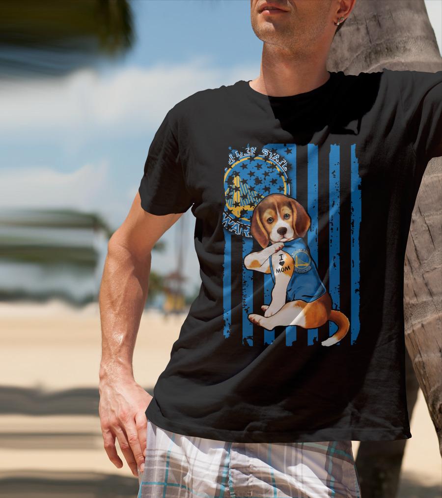 Beagle I Love Mom Golden State Warriors Basketball Puppy T-Shirt