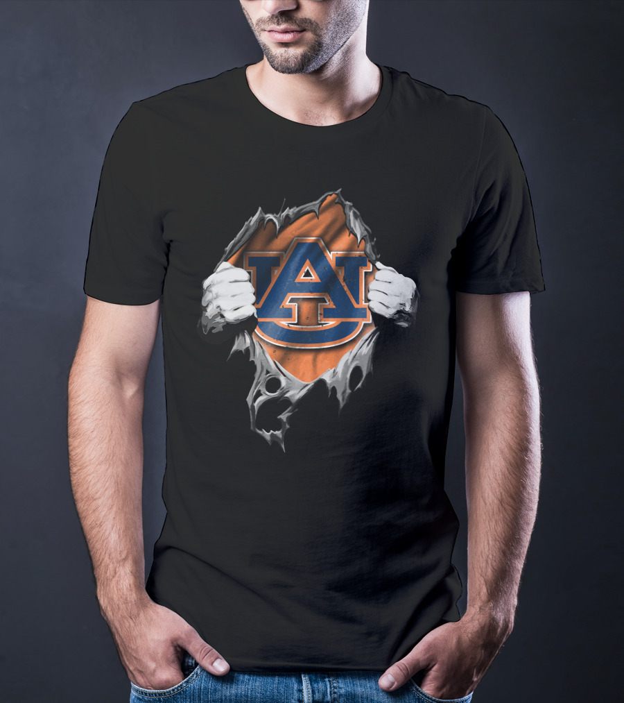 Torn Auburn Tigers Au Logo With Ripped Hands Reveal T-Shirt