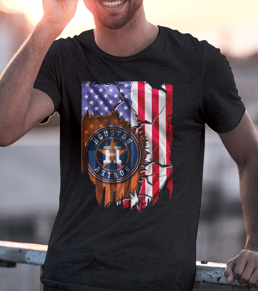 Houston Astros American Flag Tear T-Shirt