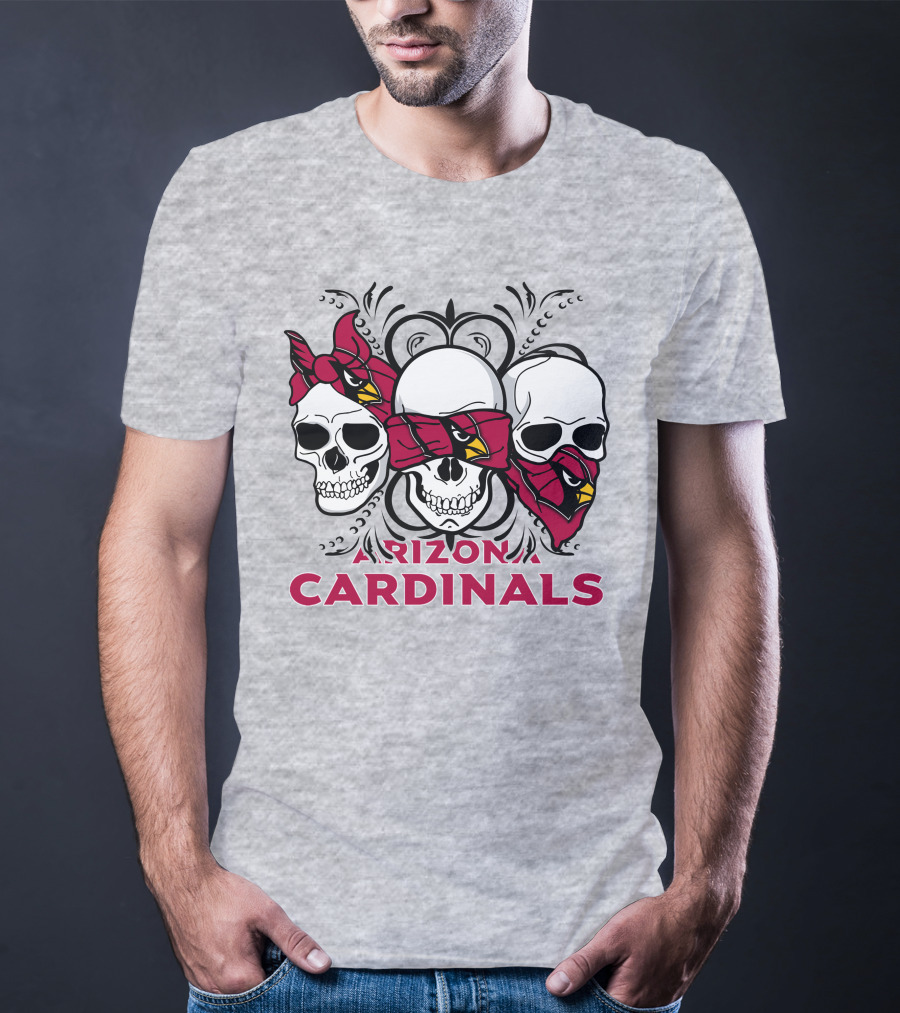 Arizona Cardinals Three Skulls Bandana T-Shirt