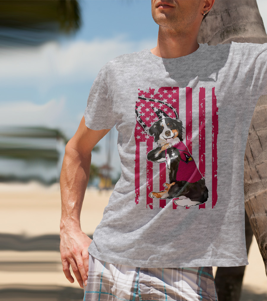 Border Collie I Love Mom Arizona Cardinals T-Shirt