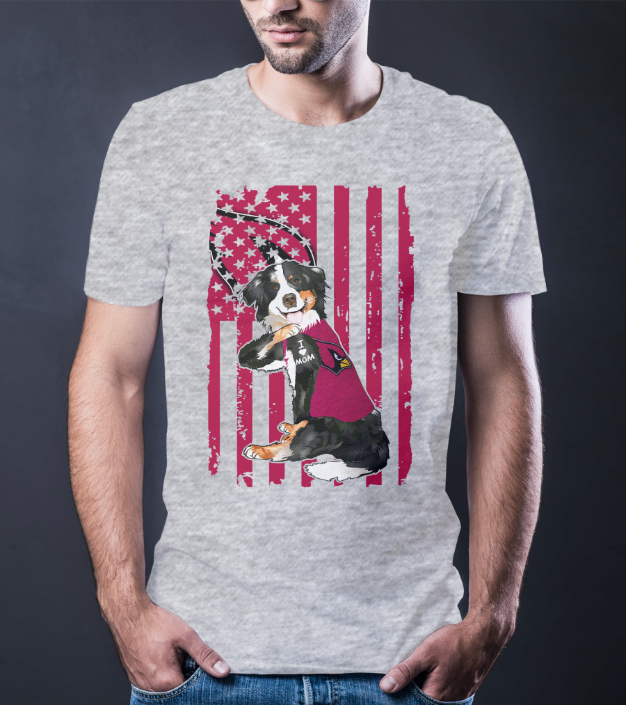 Border Collie I Love Mom Arizona Cardinals T-Shirt