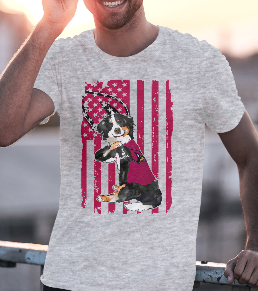 Border Collie I Love Mom Arizona Cardinals T-Shirt