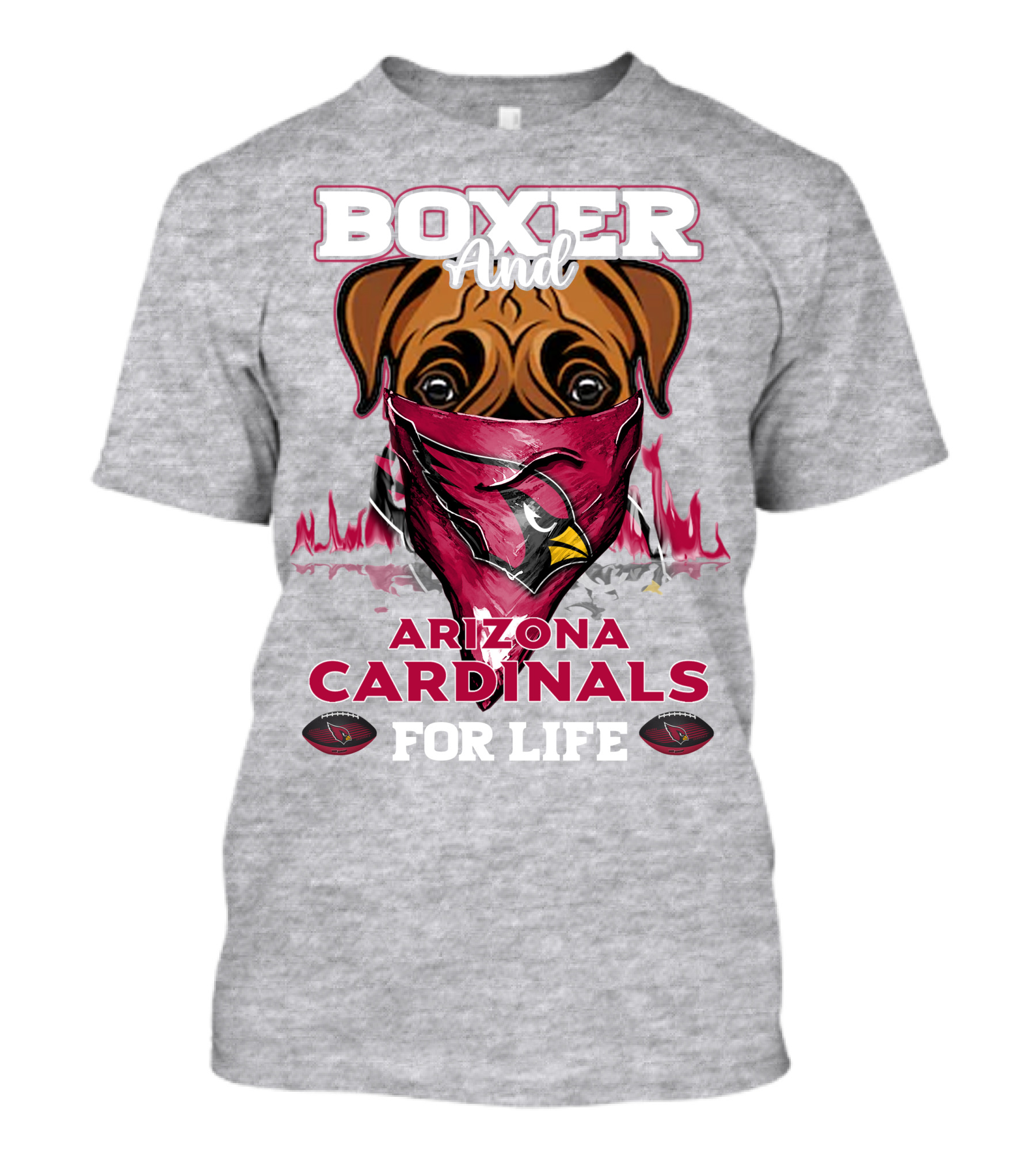 Boxer And Arizona Cardinals For Life T-Shirt