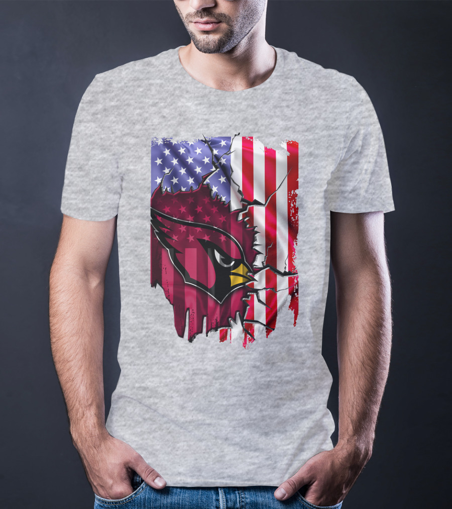 USA Flag With Arizona Cardinals T-Shirt