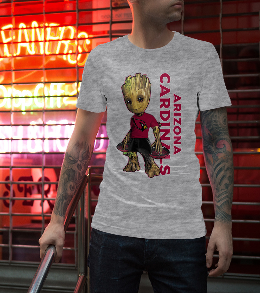 Groot Arizona Cardinals NFL Fan Art With Team Logo And Character T-Shirt