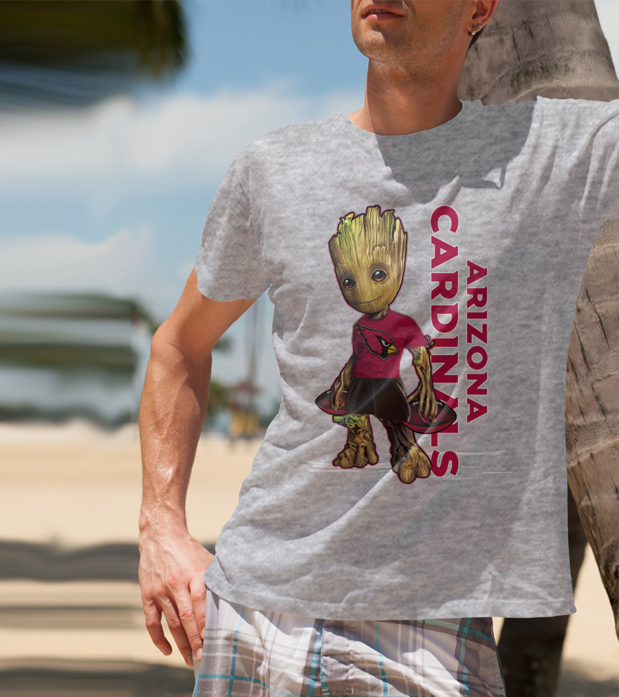 Groot Arizona Cardinals NFL Fan Art With Team Logo And Character T-Shirt