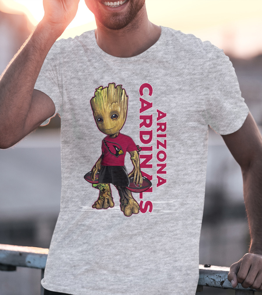 Groot Arizona Cardinals NFL Fan Art With Team Logo And Character T-Shirt