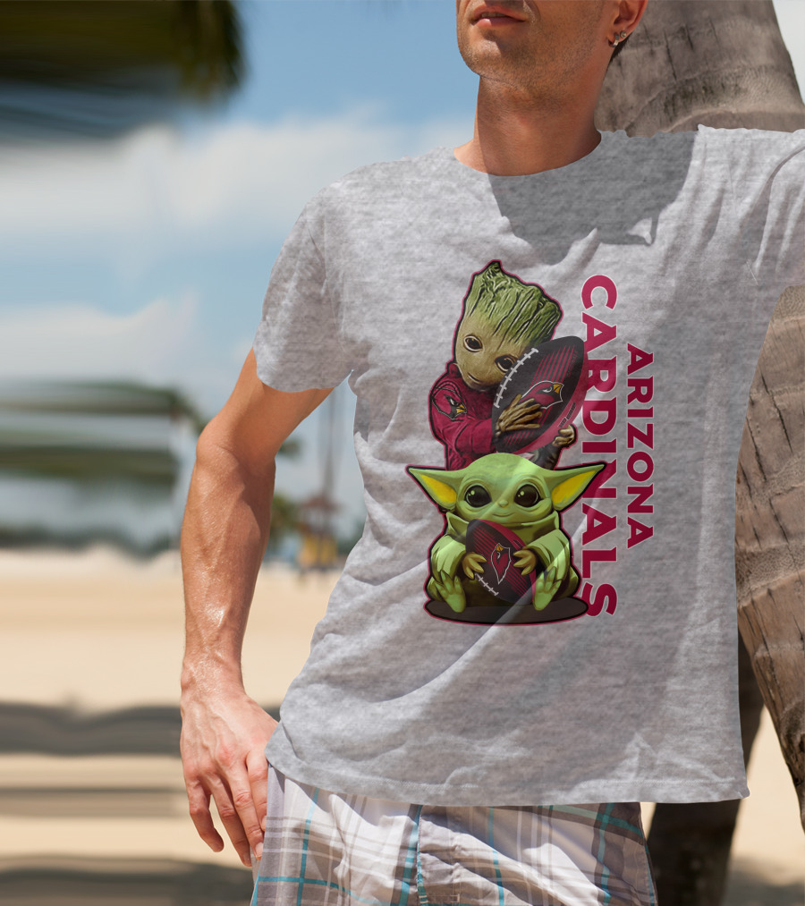 Grzd Arizona Cardinals Groot Baby Yoda Football T-Shirt