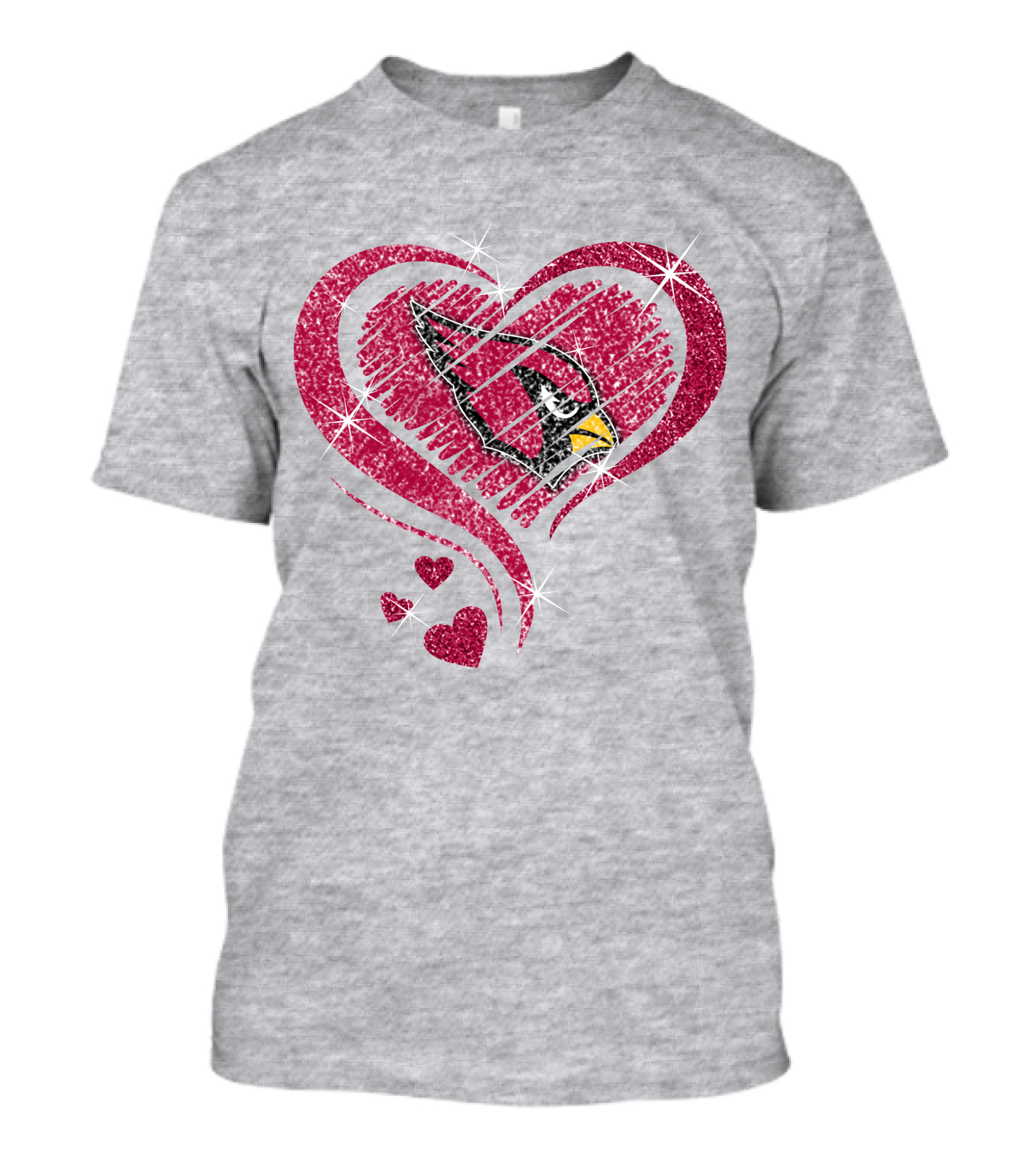 Heart Diamond Arizona Cardinals Sparkle Emblem T-Shirt