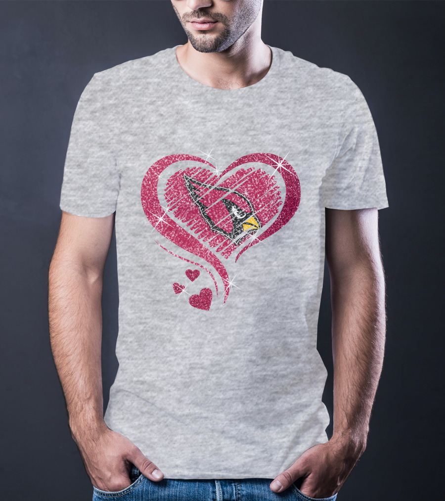 Heart Diamond Arizona Cardinals Sparkle Emblem T-Shirt