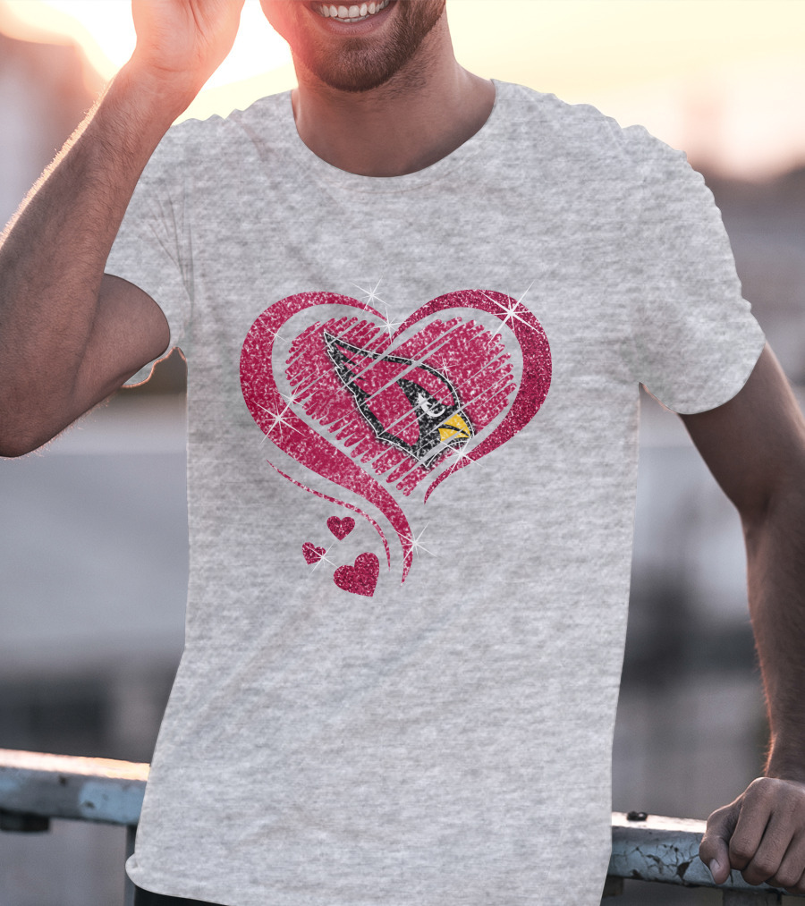 Heart Diamond Arizona Cardinals Sparkle Emblem T-Shirt
